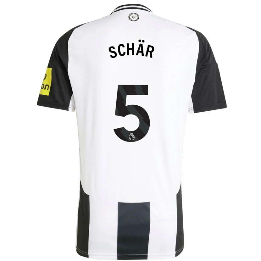 Danxen Herren Fabian Schär #5 Weiß Schwarz Heimtrikot Trikot 2024/25 T-Shirt