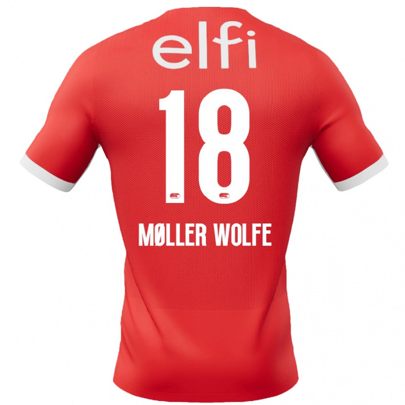 Danxen Herren David Møller Wolfe #18 Rot Weiß Heimtrikot Trikot 2024/25 T-Shirt