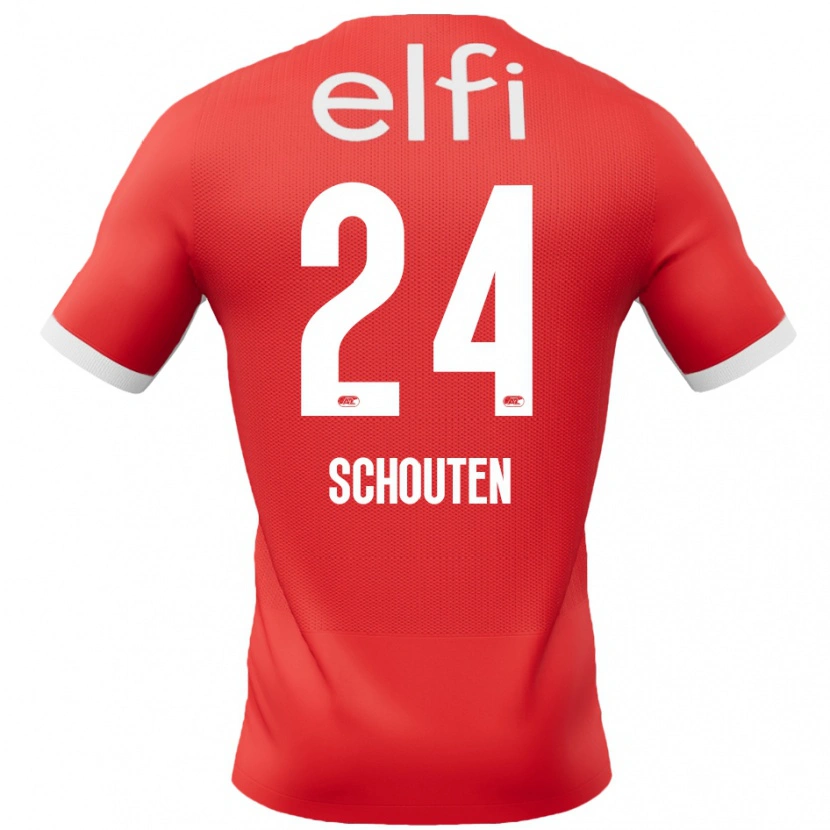 Danxen Herren Lewis Schouten #24 Rot Weiß Heimtrikot Trikot 2024/25 T-Shirt