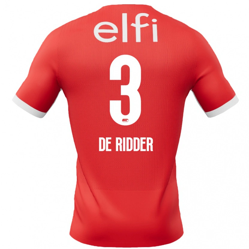 Danxen Herren Djoeke De Ridder #3 Rot Weiß Heimtrikot Trikot 2024/25 T-Shirt