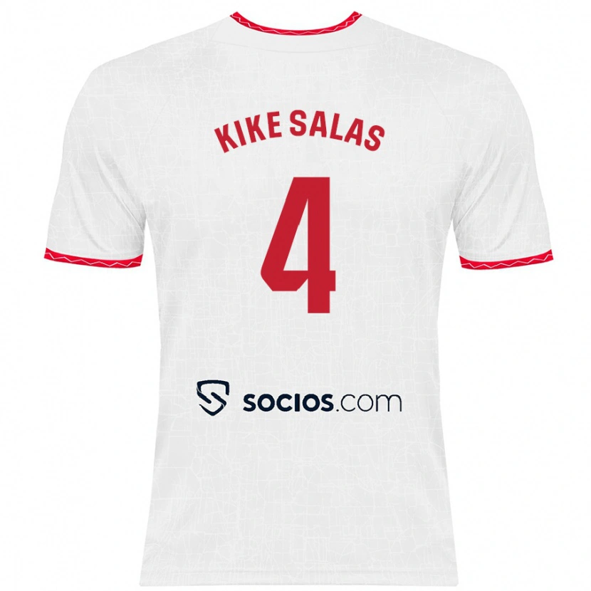 Danxen Herren Kike Salas #4 Weiß Rot Heimtrikot Trikot 2024/25 T-Shirt