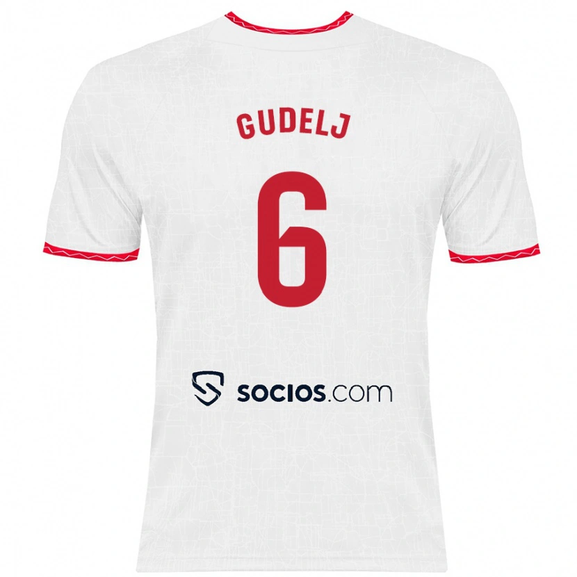 Danxen Herren Nemanja Gudelj #6 Weiß Rot Heimtrikot Trikot 2024/25 T-Shirt