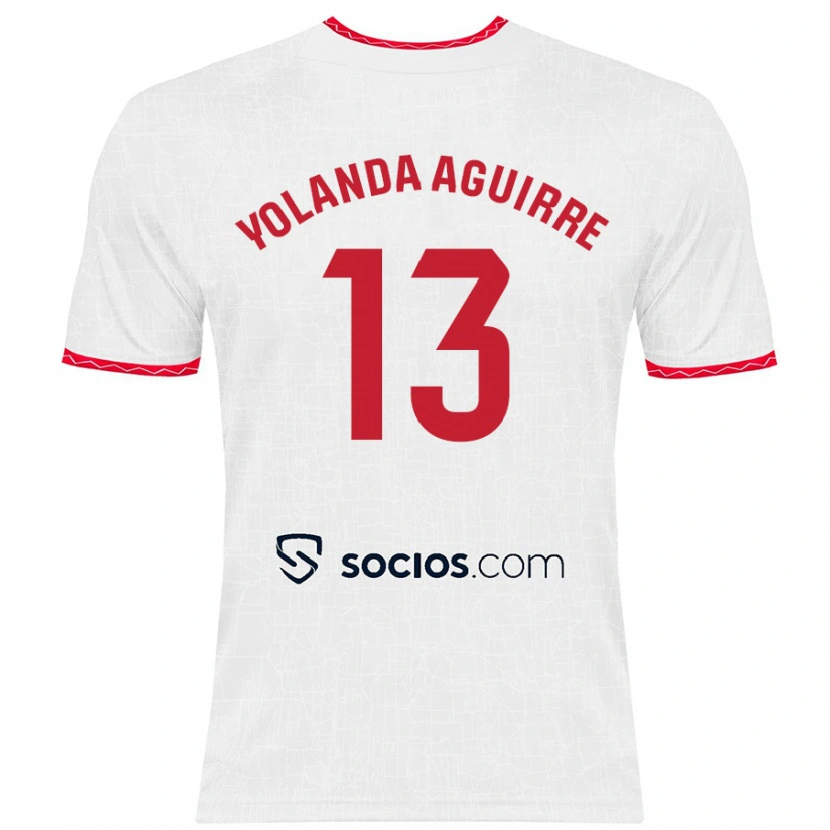 Danxen Herren Yolanda Aguirre Gutiérrez #13 Weiß Rot Heimtrikot Trikot 2024/25 T-Shirt