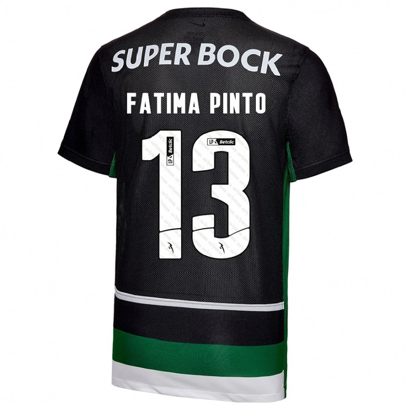 Danxen Herren Fátima Alexandra Figueira Pinto #13 Schwarz Weiß Grün Heimtrikot Trikot 2024/25 T-Shirt