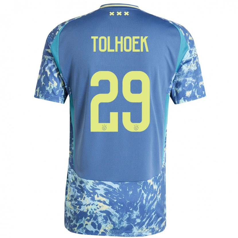 Danxen Herren Danique Tolhoek #29 Grau Blau Gelb Auswärtstrikot Trikot 2024/25 T-Shirt