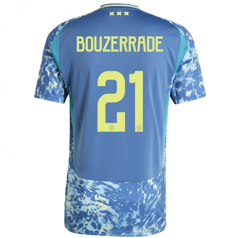 Danxen Herren Zaina Bouzerrade #21 Grau Blau Gelb Auswärtstrikot Trikot 2024/25 T-Shirt