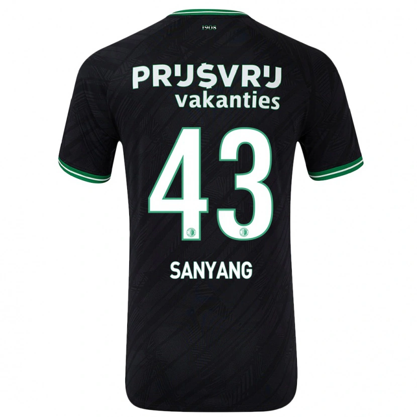 Danxen Herren Amadou-David Sanyang #43 Schwarz Grün Auswärtstrikot Trikot 2024/25 T-Shirt
