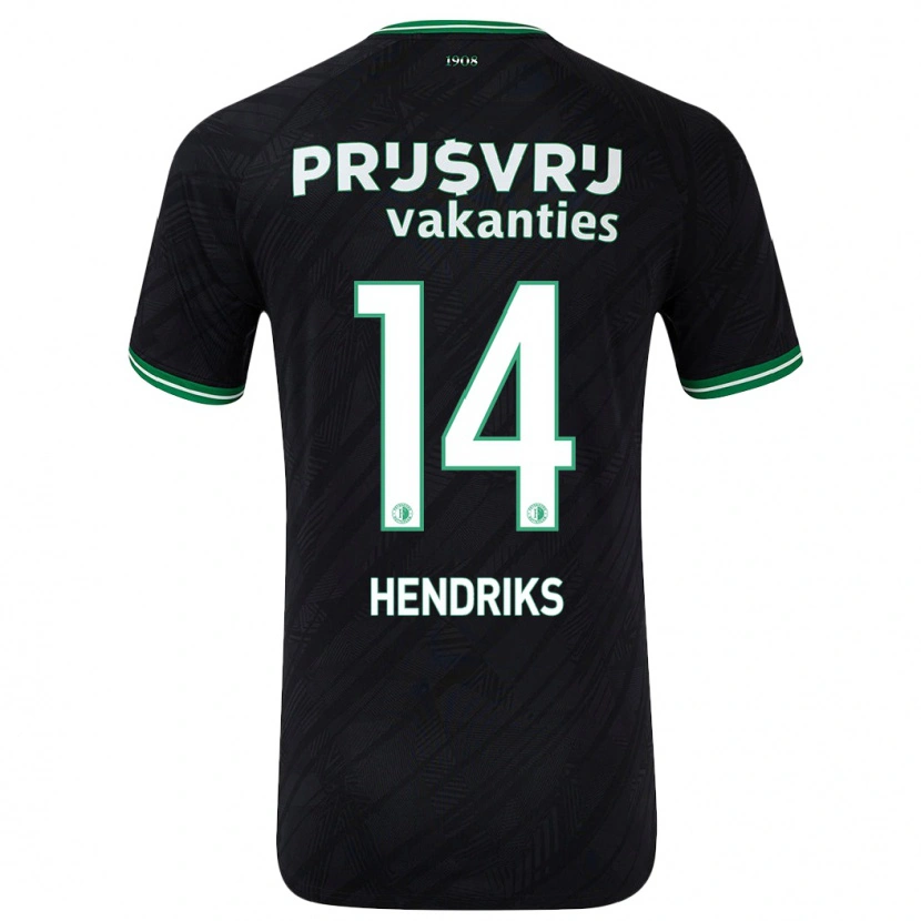 Danxen Herren Kim Hendriks #14 Schwarz Grün Auswärtstrikot Trikot 2024/25 T-Shirt