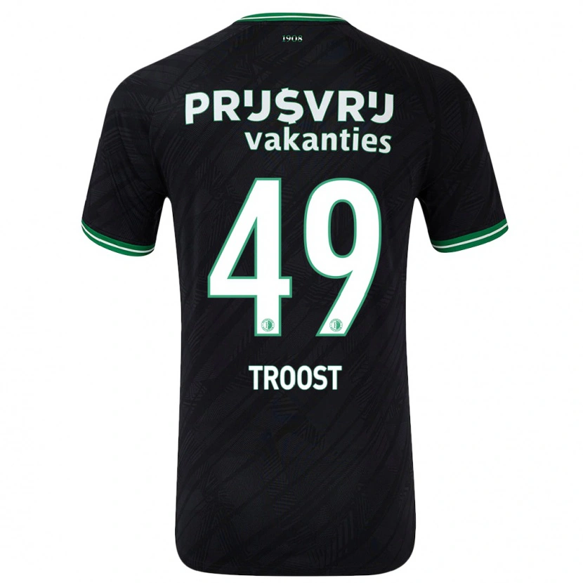 Danxen Herren Tein Troost #49 Schwarz Grün Auswärtstrikot Trikot 2024/25 T-Shirt