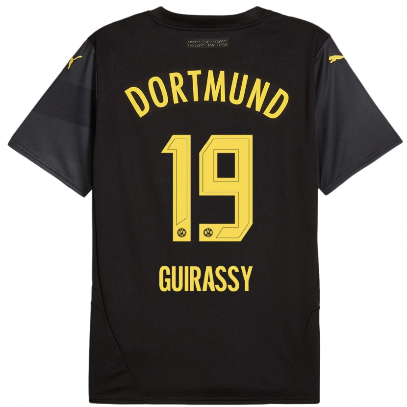 Danxen Herren Serhou Guirassy #19 Schwarz Gelb Auswärtstrikot Trikot 2024/25 T-Shirt