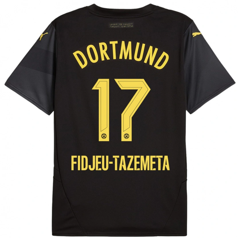 Danxen Herren Thierry Fidjeu-Tazemeta #17 Schwarz Gelb Auswärtstrikot Trikot 2024/25 T-Shirt
