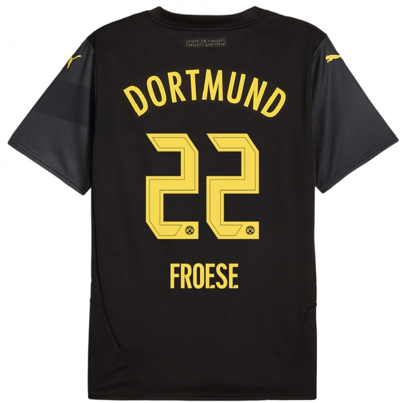 Danxen Herren Julien Froese #22 Schwarz Gelb Auswärtstrikot Trikot 2024/25 T-Shirt
