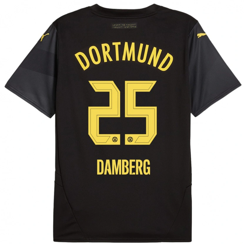Danxen Herren Niclas Damberg #25 Schwarz Gelb Auswärtstrikot Trikot 2024/25 T-Shirt