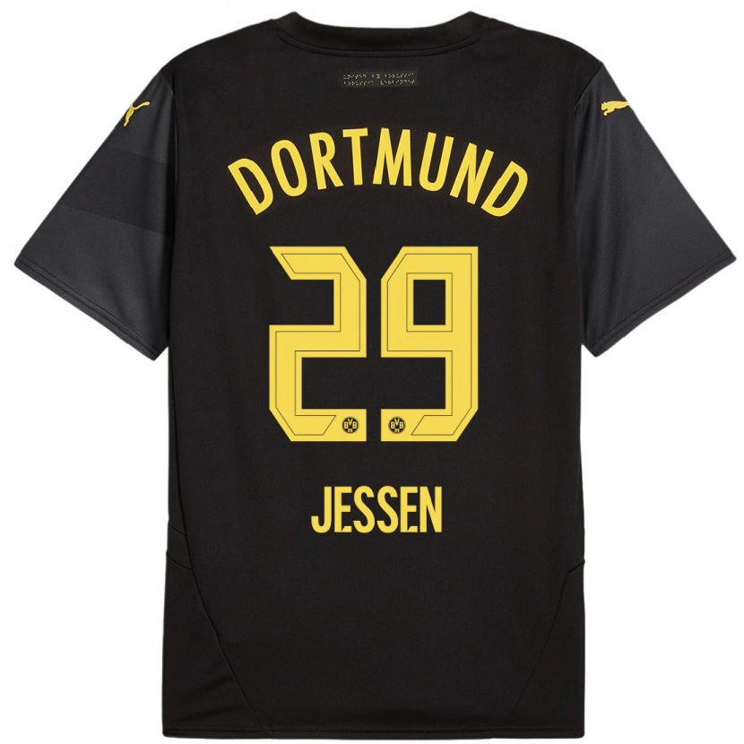 Danxen Herren Niklas Jessen #29 Schwarz Gelb Auswärtstrikot Trikot 2024/25 T-Shirt