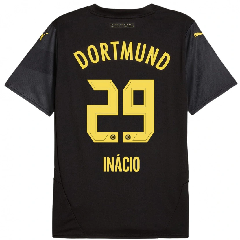 Danxen Herren Samuele Inácio #29 Schwarz Gelb Auswärtstrikot Trikot 2024/25 T-Shirt