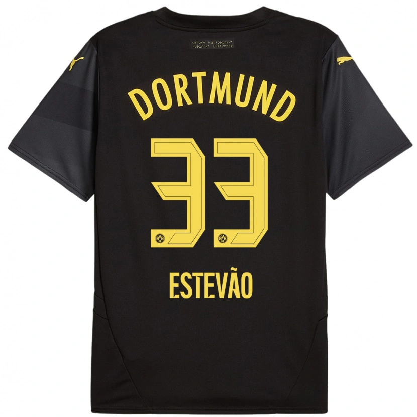 Danxen Herren Tiago Estêvão #33 Schwarz Gelb Auswärtstrikot Trikot 2024/25 T-Shirt