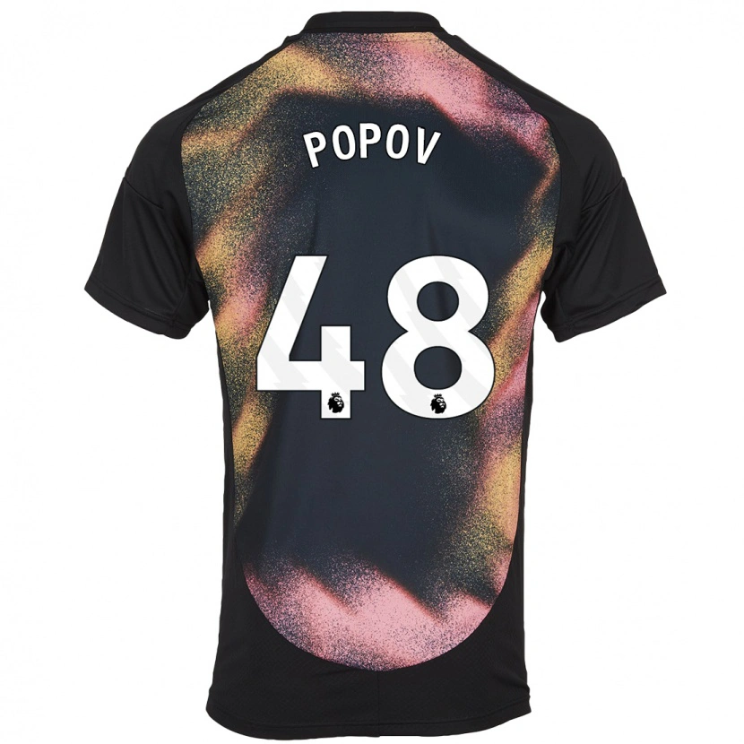 Danxen Herren Chris Popov #48 Schwarz Weiß Auswärtstrikot Trikot 2024/25 T-Shirt