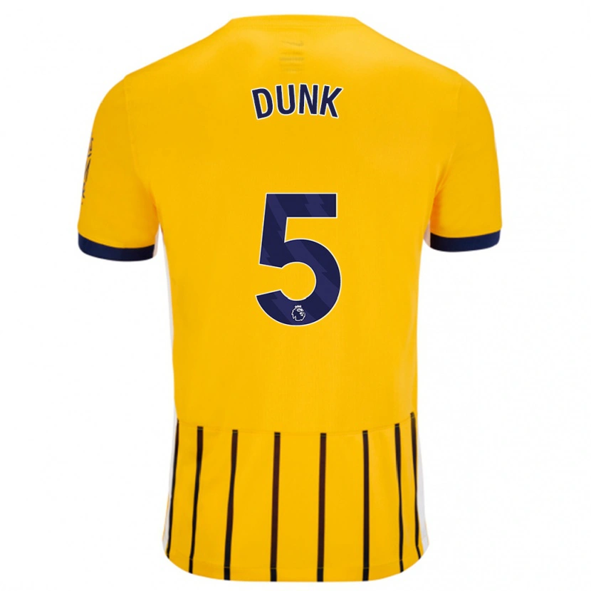 Danxen Herren Lewis Dunk #5 Gold Blau Nadelstreifen Auswärtstrikot Trikot 2024/25 T-Shirt