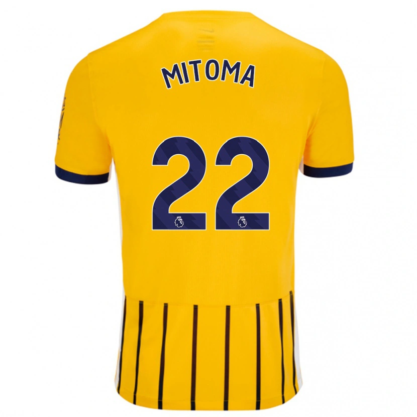 Danxen Herren Kaoru Mitoma #22 Gold Blau Nadelstreifen Auswärtstrikot Trikot 2024/25 T-Shirt