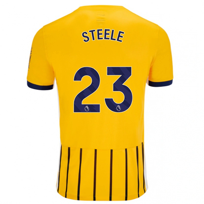 Danxen Herren Jason Steele #23 Gold Blau Nadelstreifen Auswärtstrikot Trikot 2024/25 T-Shirt