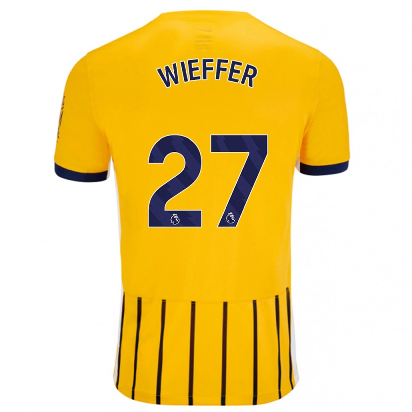 Danxen Herren Mats Wieffer #27 Gold Blau Nadelstreifen Auswärtstrikot Trikot 2024/25 T-Shirt