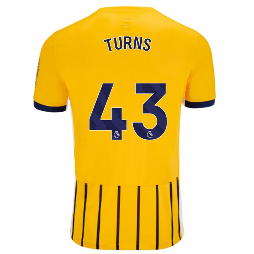 Danxen Herren Ed Turns #43 Gold Blau Nadelstreifen Auswärtstrikot Trikot 2024/25 T-Shirt