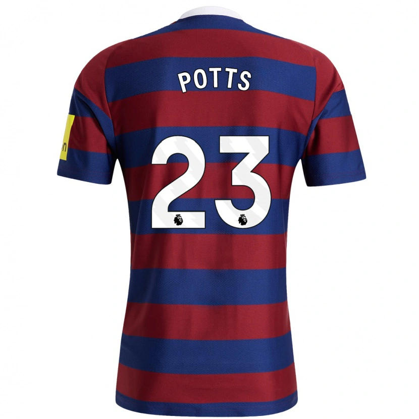 Danxen Herren Charlotte Potts #23 Burgunderrot Marineblau Auswärtstrikot Trikot 2024/25 T-Shirt