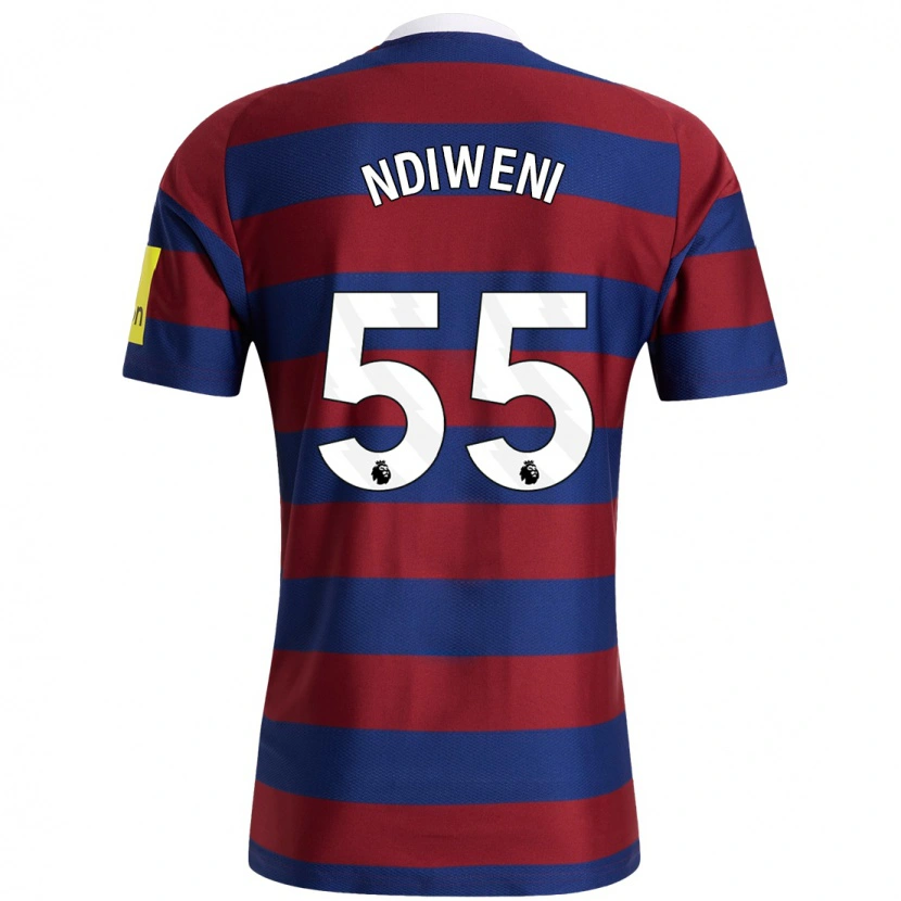 Danxen Herren Michael Ndiweni #55 Burgunderrot Marineblau Auswärtstrikot Trikot 2024/25 T-Shirt