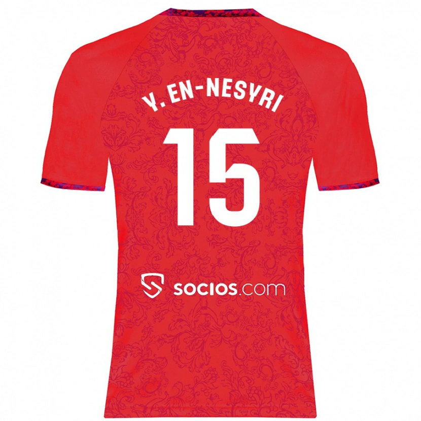 Danxen Herren Youssef En-Nesyri #15 Rot Auswärtstrikot Trikot 2024/25 T-Shirt