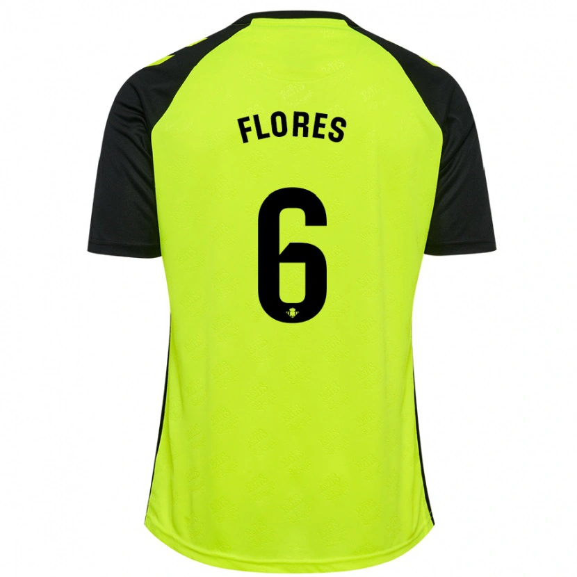 Danxen Herren Mateo Flores #6 Fluoreszierendes Gelb Schwarz Auswärtstrikot Trikot 2024/25 T-Shirt
