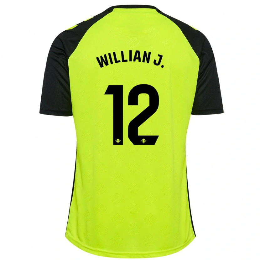Danxen Herren Willian José #12 Fluoreszierendes Gelb Schwarz Auswärtstrikot Trikot 2024/25 T-Shirt