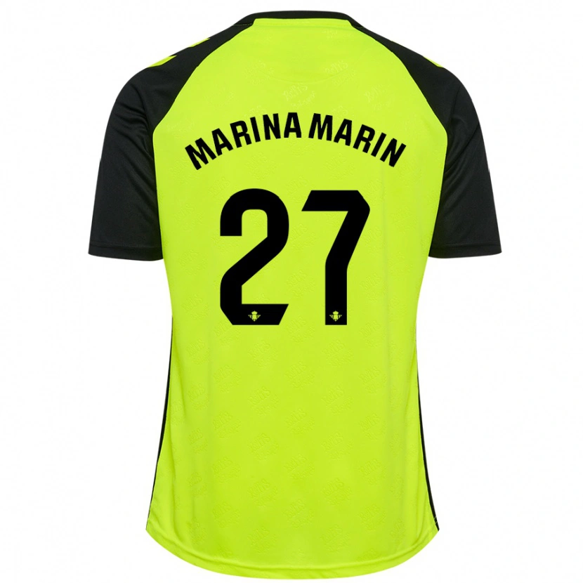 Danxen Herren Marina Marín #27 Fluoreszierendes Gelb Schwarz Auswärtstrikot Trikot 2024/25 T-Shirt