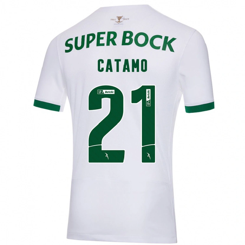 Danxen Herren Geny Catamo #21 Weiß Grün Auswärtstrikot Trikot 2024/25 T-Shirt