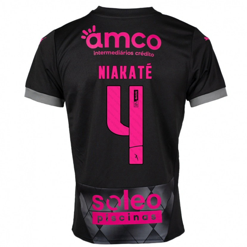 Danxen Herren Sikou Niakaté #4 Schwarz Rosa Auswärtstrikot Trikot 2024/25 T-Shirt