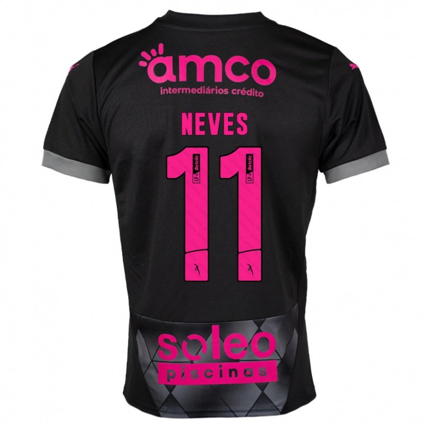Danxen Herren Bernardo Neves #11 Schwarz Rosa Auswärtstrikot Trikot 2024/25 T-Shirt