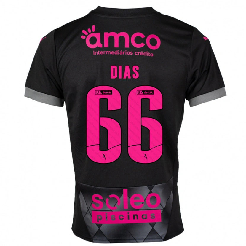 Danxen Herren Gonçalo Dias #66 Schwarz Rosa Auswärtstrikot Trikot 2024/25 T-Shirt