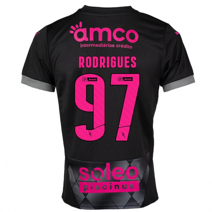 Danxen Herren Dinis Rodrigues #97 Schwarz Rosa Auswärtstrikot Trikot 2024/25 T-Shirt