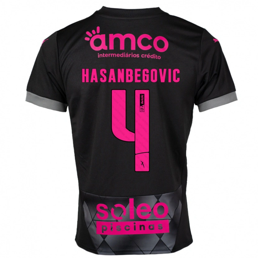 Danxen Herren Melisa Hasanbegović #4 Schwarz Rosa Auswärtstrikot Trikot 2024/25 T-Shirt