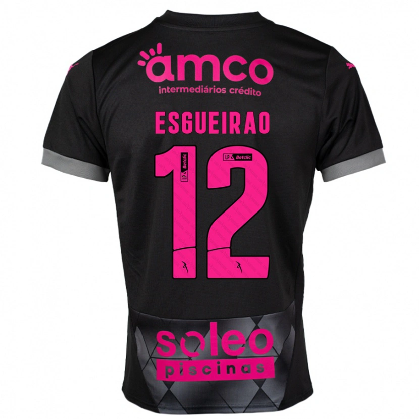 Danxen Herren Íris Esgueirão #12 Schwarz Rosa Auswärtstrikot Trikot 2024/25 T-Shirt