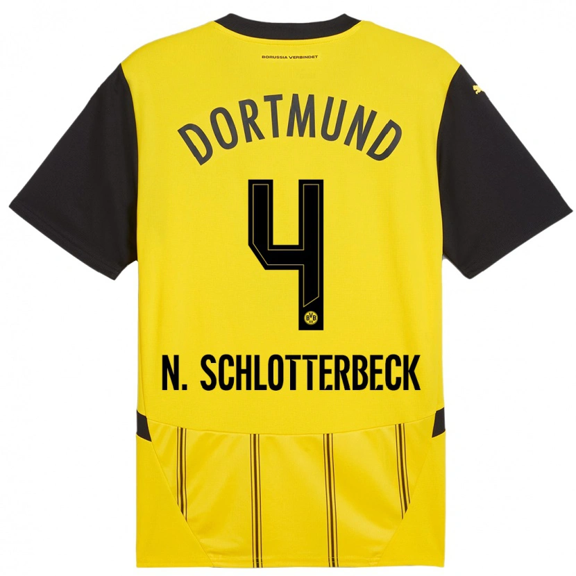 Danxen Damen Nico Schlotterbeck #4 Gelb Schwarz Heimtrikot Trikot 2024/25 T-Shirt