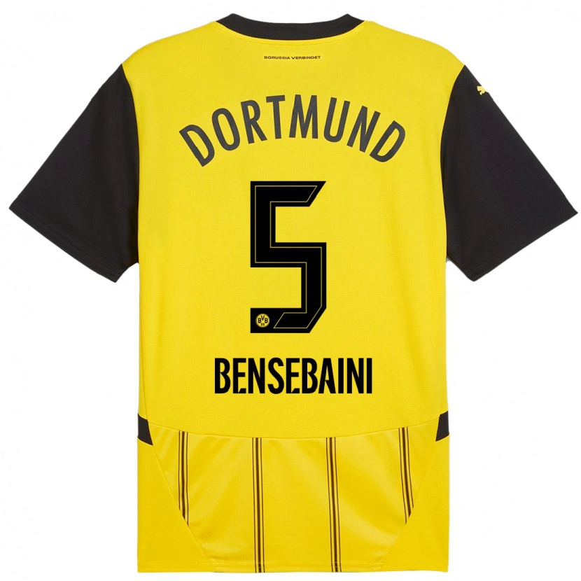 Danxen Damen Ramy Bensebaini #5 Gelb Schwarz Heimtrikot Trikot 2024/25 T-Shirt
