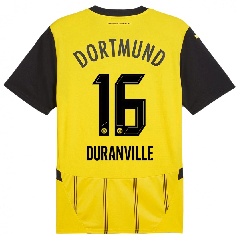 Danxen Damen Julien Duranville #16 Gelb Schwarz Heimtrikot Trikot 2024/25 T-Shirt