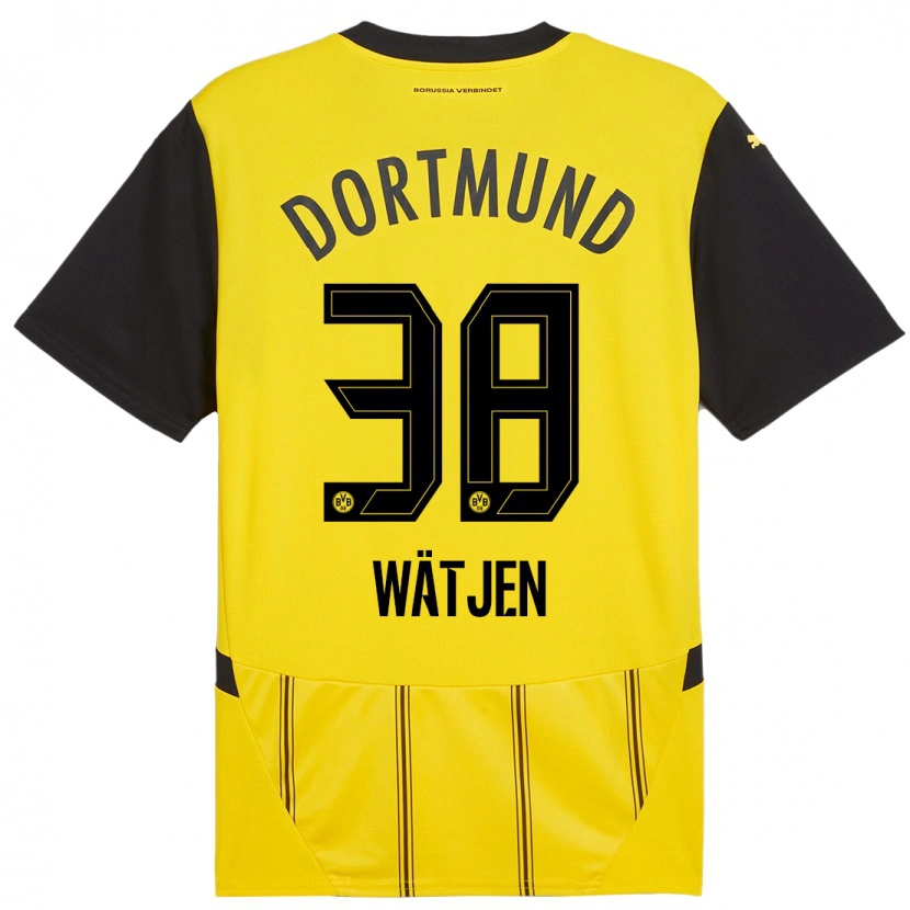 Danxen Damen Kjell Wätjen #38 Gelb Schwarz Heimtrikot Trikot 2024/25 T-Shirt