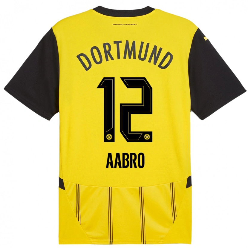 Danxen Damen Gustav Aabro #12 Gelb Schwarz Heimtrikot Trikot 2024/25 T-Shirt