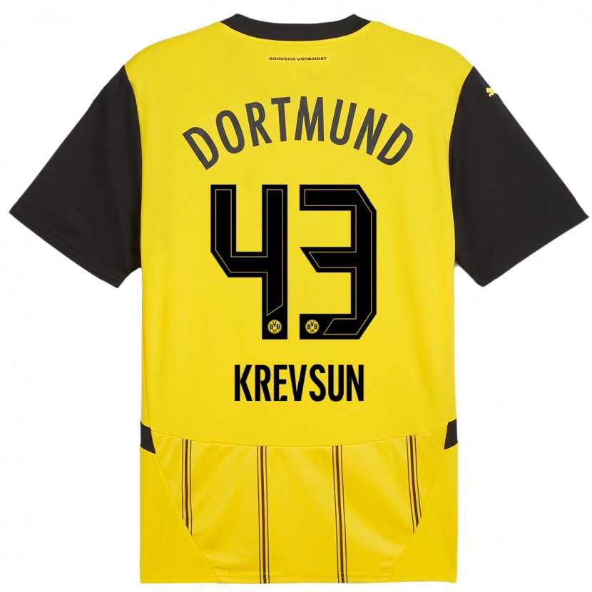 Danxen Damen Danylo Krevsun #43 Gelb Schwarz Heimtrikot Trikot 2024/25 T-Shirt