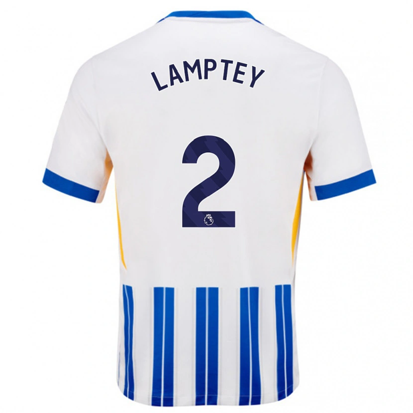 Danxen Damen Tariq Lamptey #2 Weiß Blaue Nadelstreifen Heimtrikot Trikot 2024/25 T-Shirt