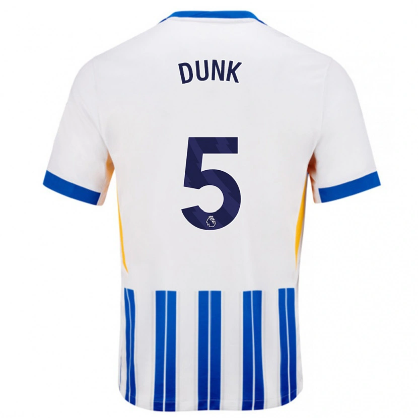 Danxen Damen Lewis Dunk #5 Weiß Blaue Nadelstreifen Heimtrikot Trikot 2024/25 T-Shirt