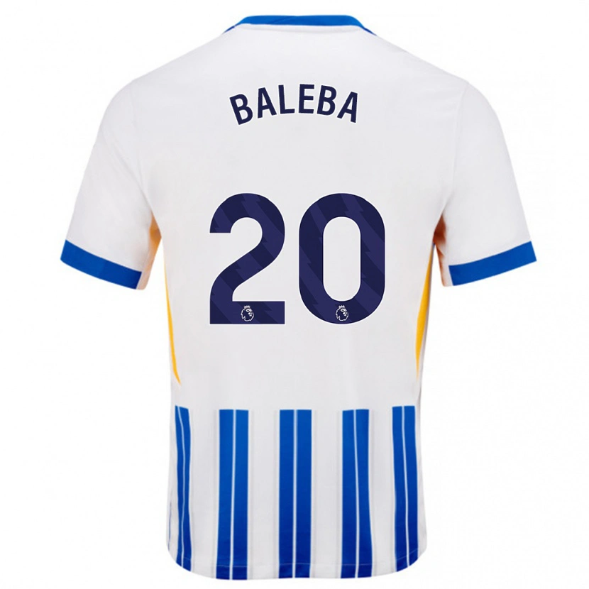 Danxen Damen Carlos Baleba #20 Weiß Blaue Nadelstreifen Heimtrikot Trikot 2024/25 T-Shirt