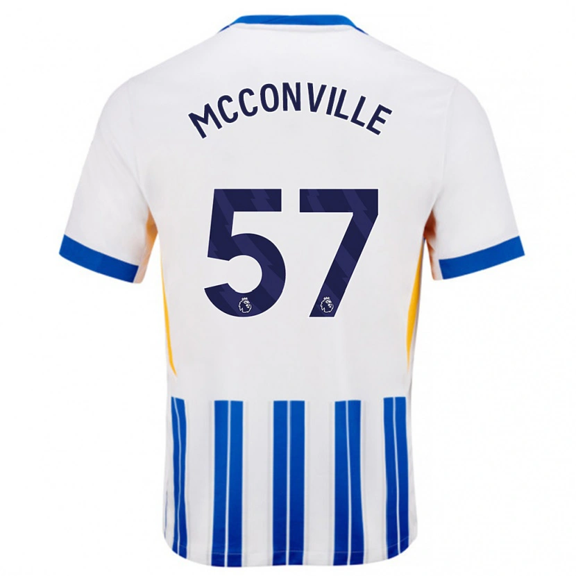 Danxen Damen Ruairi Mcconville #57 Weiß Blaue Nadelstreifen Heimtrikot Trikot 2024/25 T-Shirt