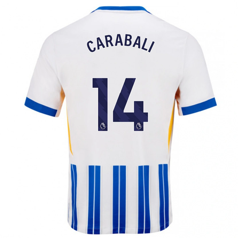 Danxen Damen Jorelyn Carabalí #14 Weiß Blaue Nadelstreifen Heimtrikot Trikot 2024/25 T-Shirt